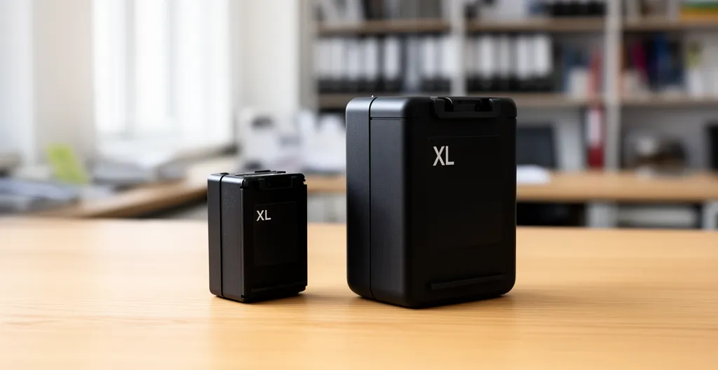 Cartouches Brother standard et haute capacité XL côte à côte pour comparaison visuelle