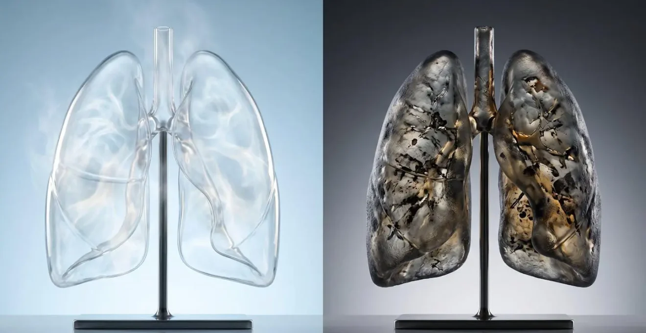 Comparaison visuelle entre les effets du vapotage et du tabagisme sur les poumons