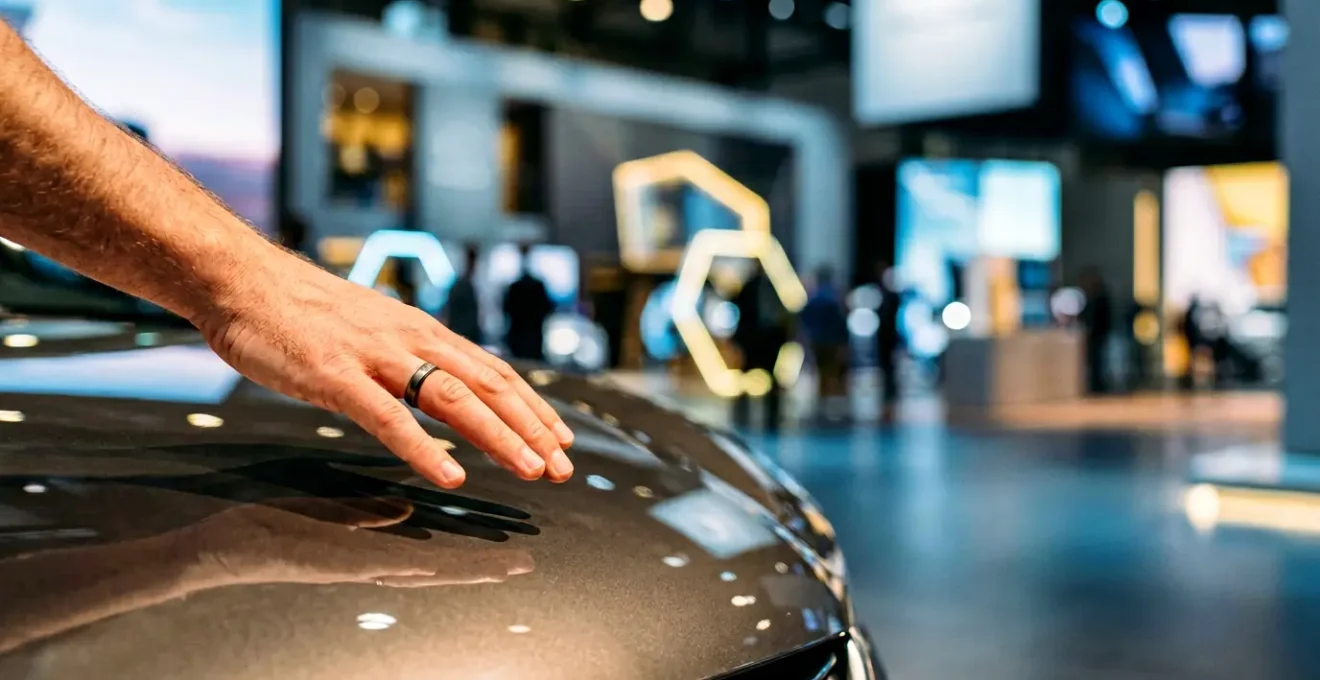 Contraste entre l'expérience physique d'un salon automobile et la consultation en ligne