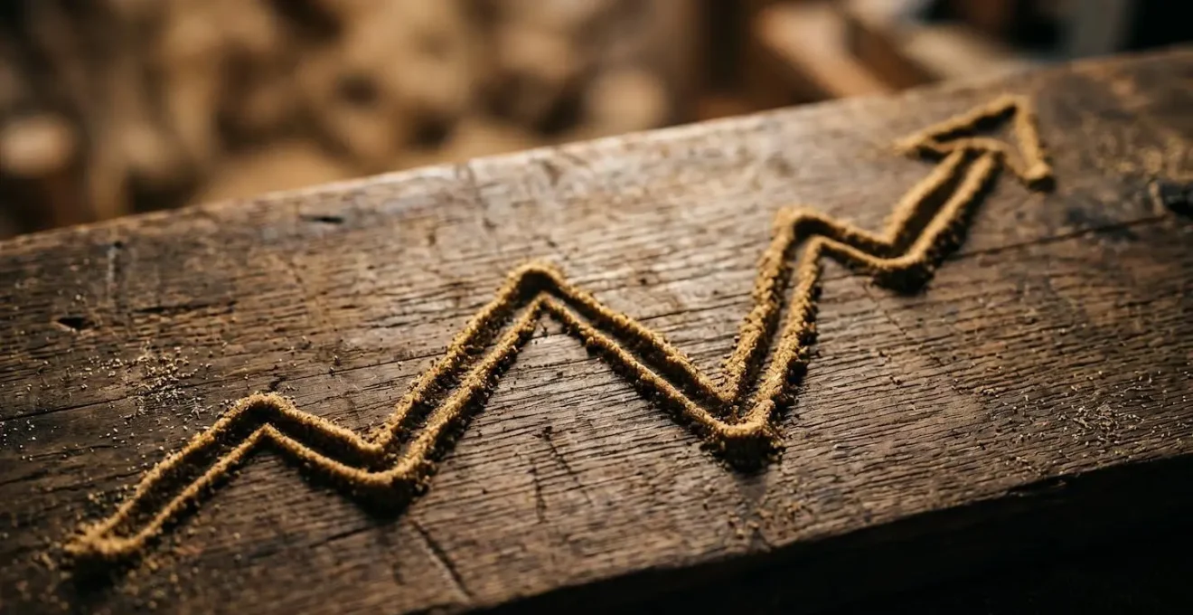 Visualisation abstraite de la résilience du marché boursier sur le long terme avec motifs ascendants