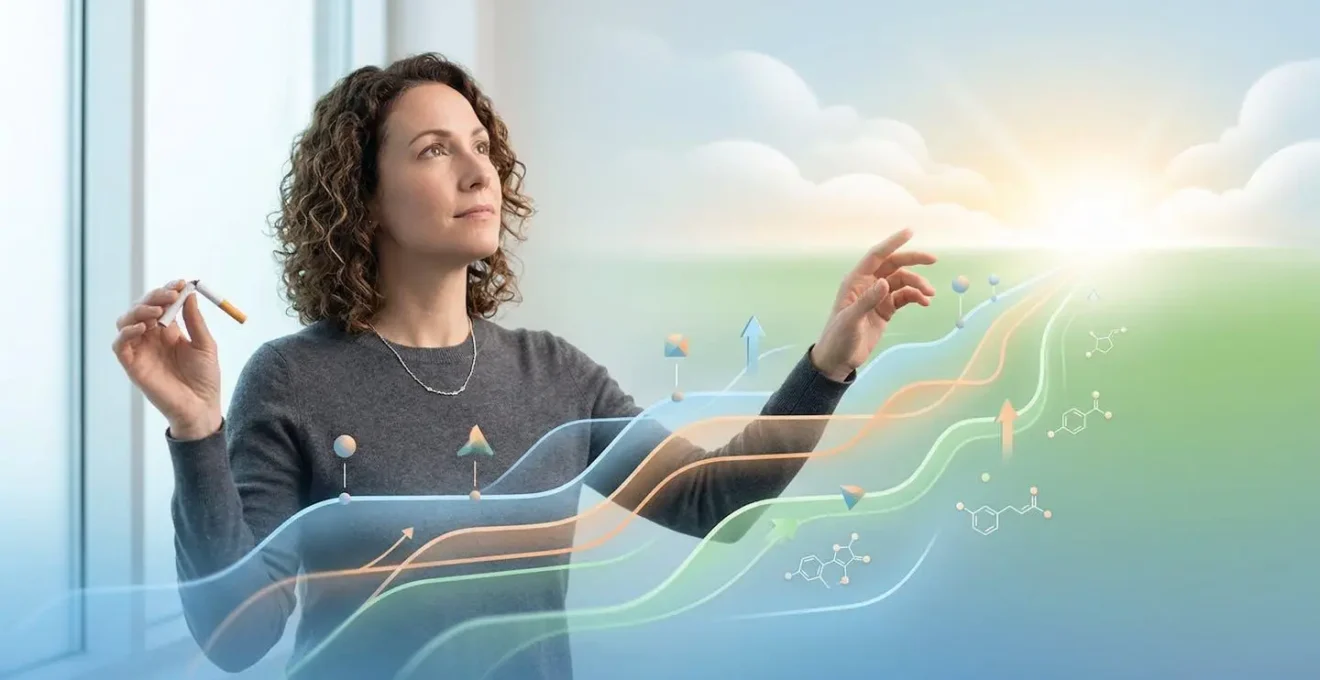 Personne analysant des graphiques de sevrage tabagique avec protocoles médicaux