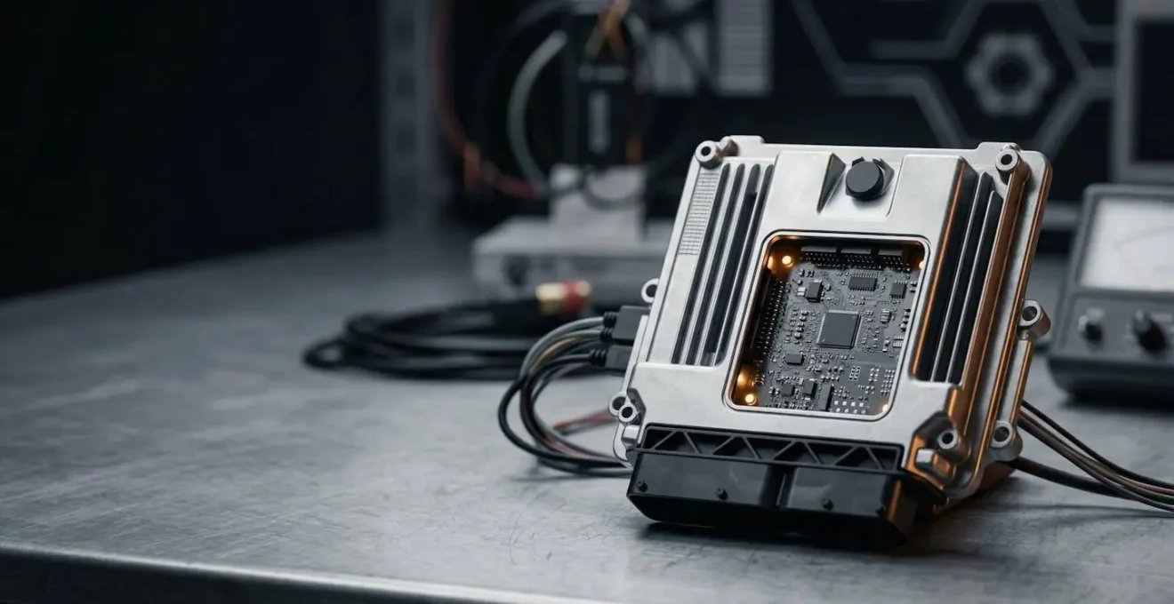 Tableau de bord moderne de véhicule avec diagnostic électronique et interface de reprogrammation moteur