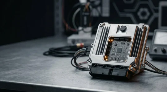 Tableau de bord moderne de véhicule avec diagnostic électronique et interface de reprogrammation moteur