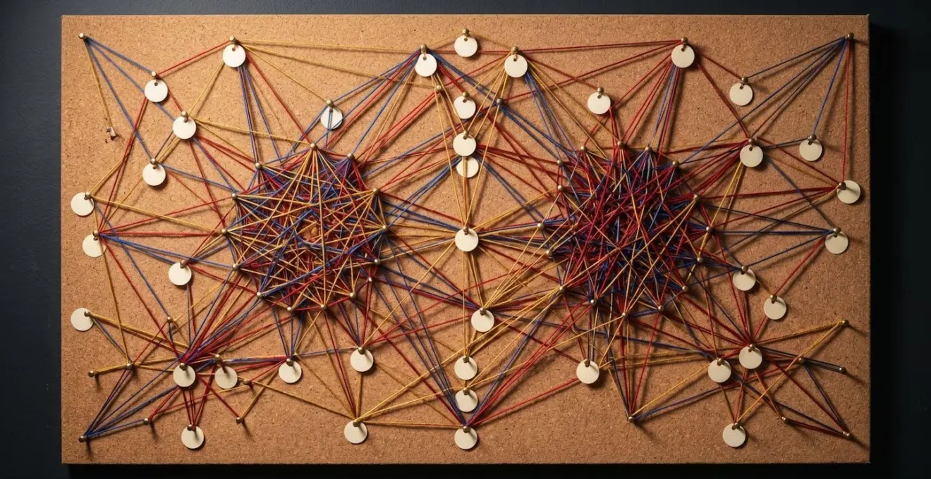 Carte mentale visuelle des connexions entre diplômés d'école d'art