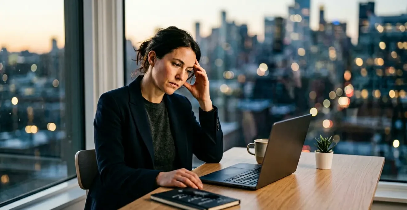 Personne au bureau montrant des signes subtils de fatigue professionnelle