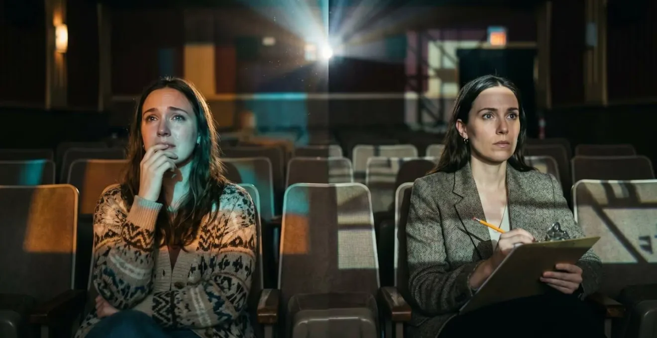 Critique analysant un film avec différentes perspectives représentées visuellement