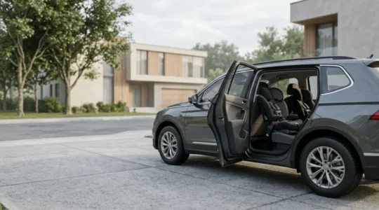 SUV familial spacieux avec trois sièges auto installés sur la banquette arrière